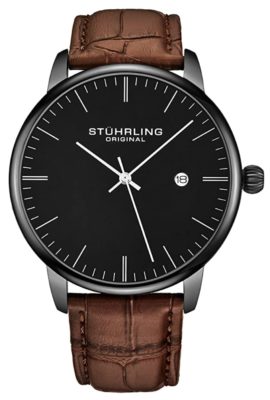 One of the best slim watches with black face and brown band