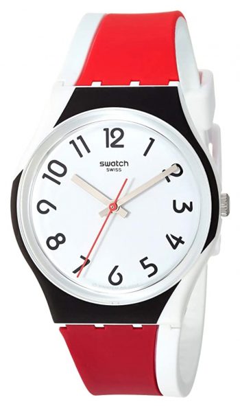 Easy to read plastic watch with white dial