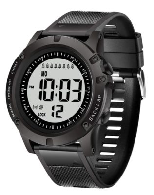 Black timepiece with 8 vibrating alarms and digital display