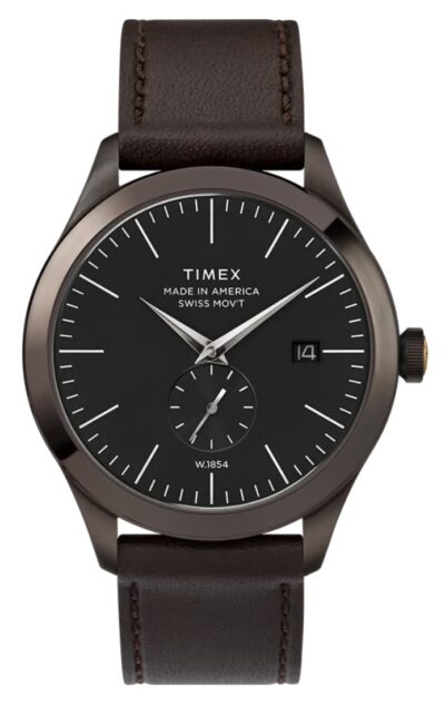 black dial analog timepiece