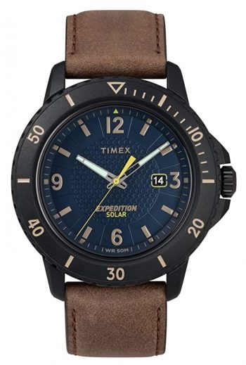 Timex casual watch with brown leather strap