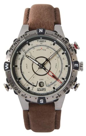 Analog hunting timepiece with compass and thermometer