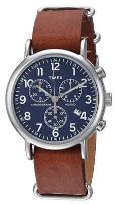 Timex chronograph timepiece with blue face