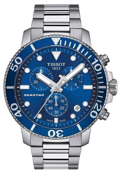 Ocean blue dial and steel watch