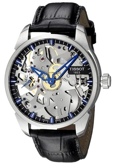 Robust skeleton watch with blue hands