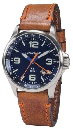 A classic Torgoen piece with leather and and four watch hands